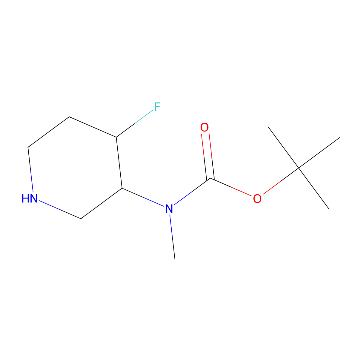 tert-Butyl ((3S,4S)-4-fluoropiperidin-3-yl)(methyl)carbamate molecular structure, CAS 2165474-22-4