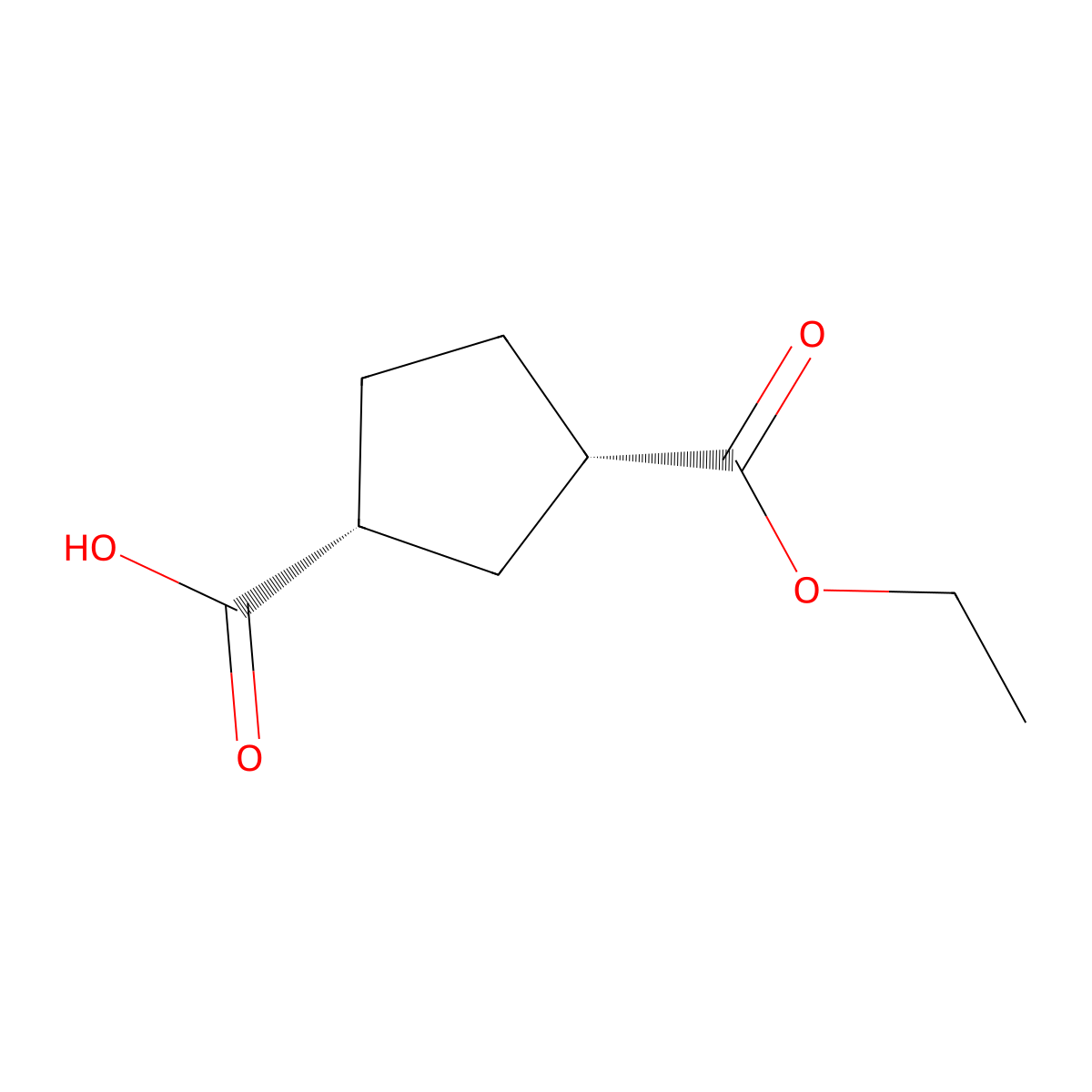 cis-(1R,3S)-3-ethoxycarbonylcyclopentane-1-carboxylic acid molecular structure, CAS 2165474-35-9
