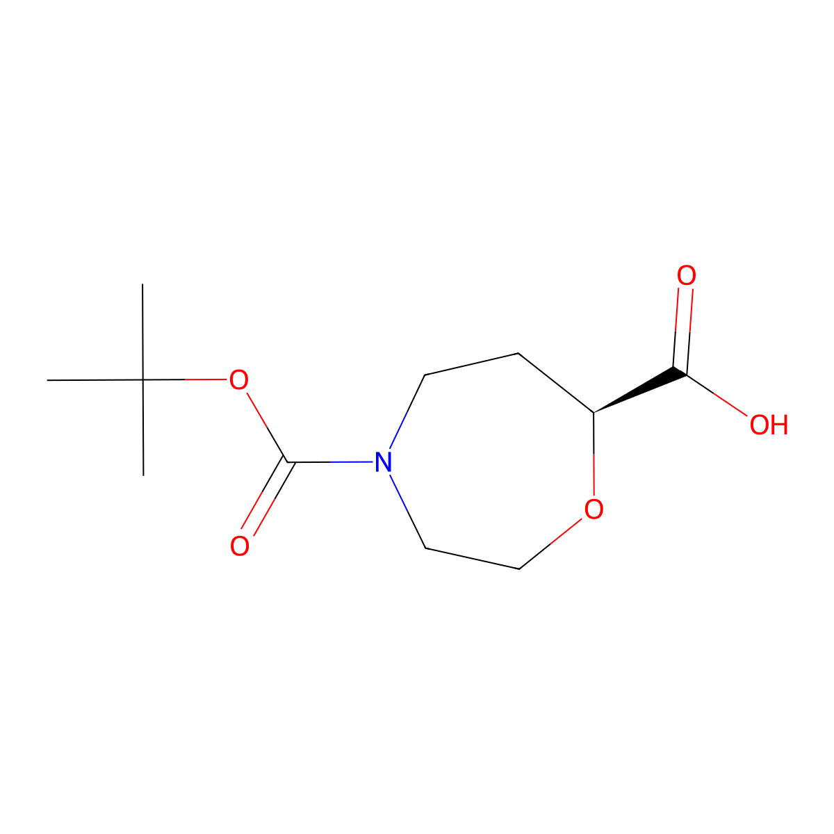 (S)-4-(tert-butoxycarbonyl)-1,4-oxazepane-7-carboxylic acid molecular structure, CAS 2165489-69-8