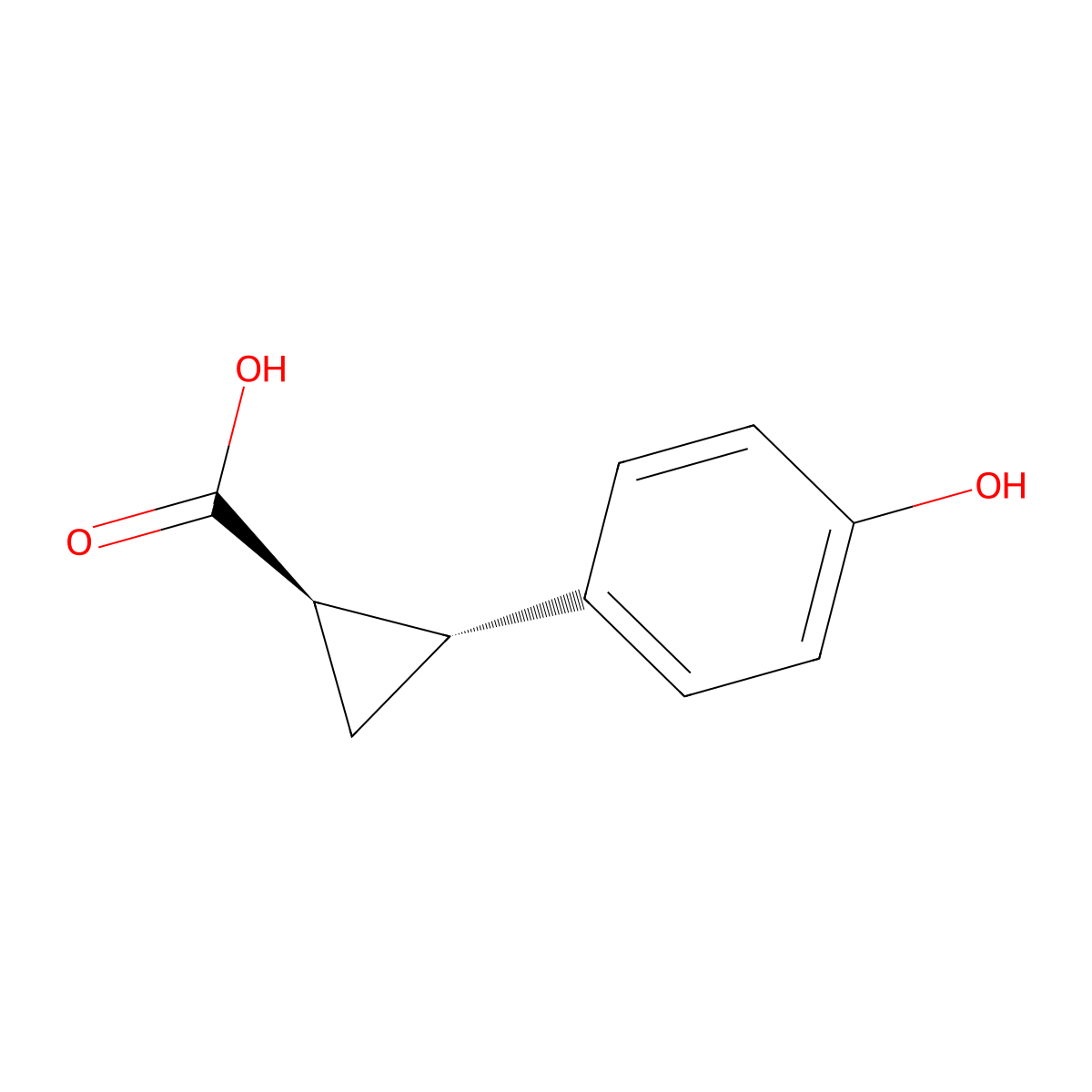(1R,2R)-2-(4-hydroxyphenyl)cyclopropane-1-carboxylic acid molecular structure, CAS 2165494-26-6