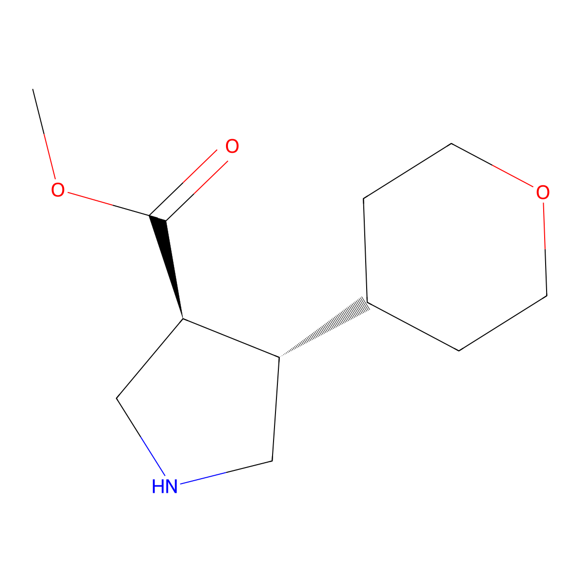 rac-methyl (3R,4R)-4-(oxan-4-yl)pyrrolidine-3-carboxylate molecular structure, CAS 2165496-33-1