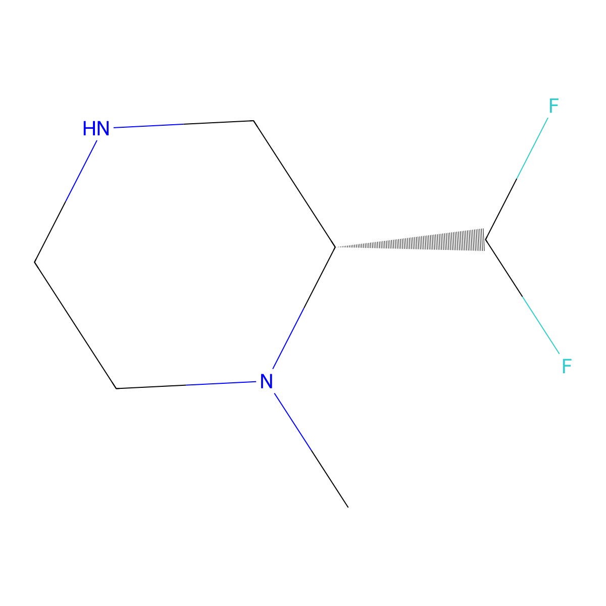 (2R)-2-(difluoromethyl)-1-methylpiperazine molecular structure, CAS 2165502-28-1