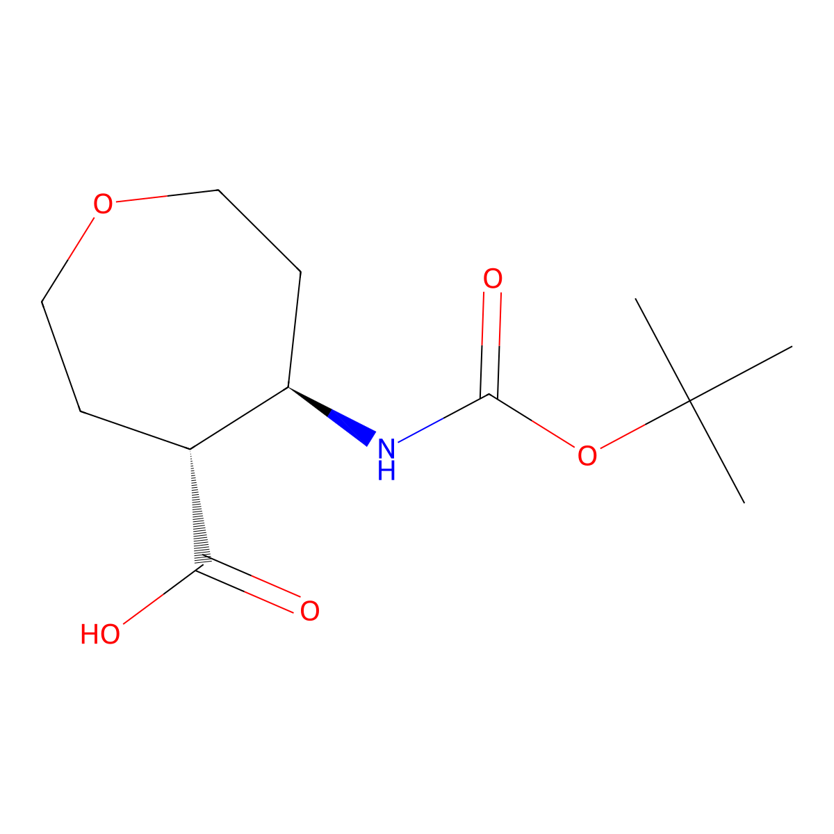 rac-(4R,5R)-5-{[(tert-butoxy)carbonyl]amino}oxepane-4-carboxylic acid molecular structure, CAS 2165503-01-3