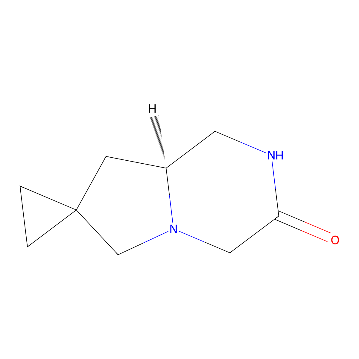 (S)-Tetrahydro-6'H-spiro[cyclopropane-1,7'-pyrrolo[1,2-a]pyrazin]-3'(4'H)-one molecular structure, CAS 2165505-54-2