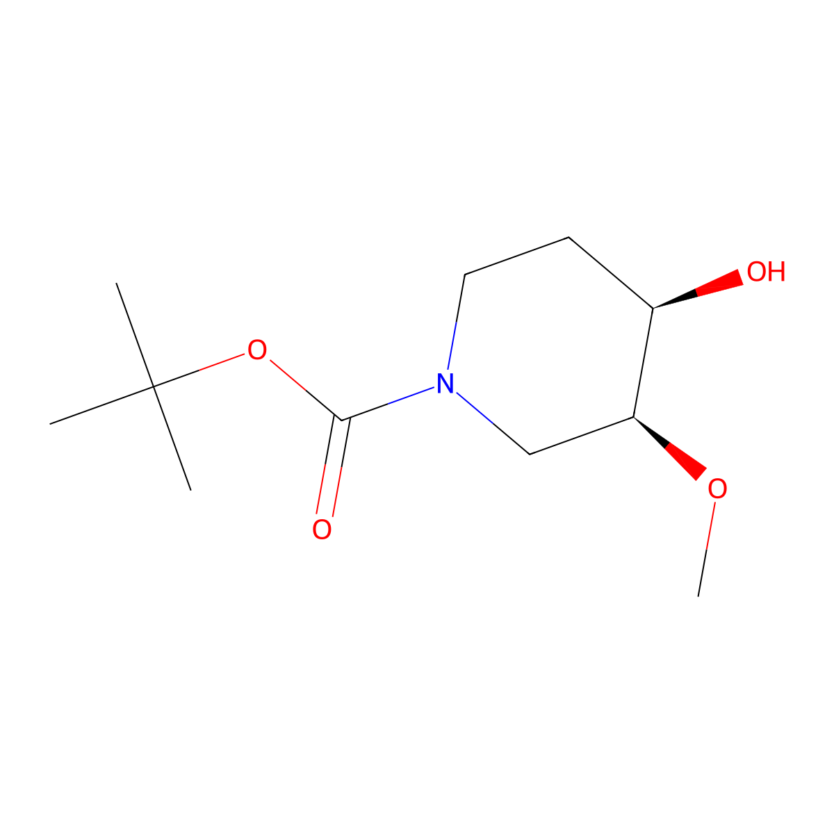tert-Butyl cis-4-hydroxy-3-methoxypiperidine-1-carboxylate molecular structure, CAS 2165509-02-2