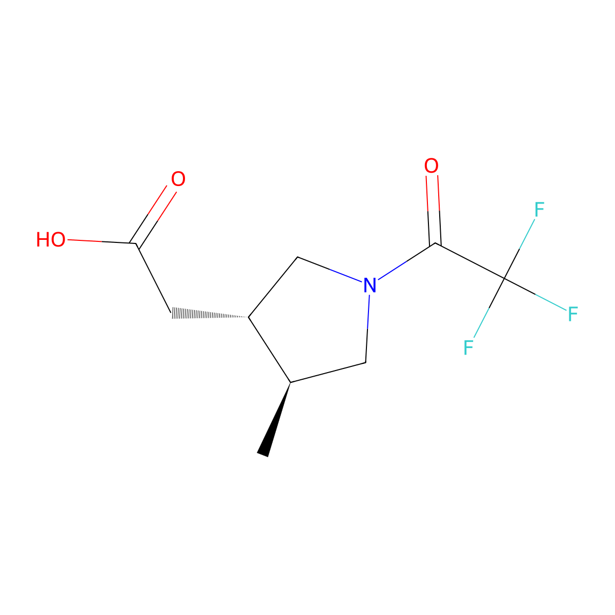 rac-2-[(3R,4R)-4-methyl-1-(trifluoroacetyl)pyrrolidin-3-yl]acetic acid molecular structure, CAS 2165510-58-5