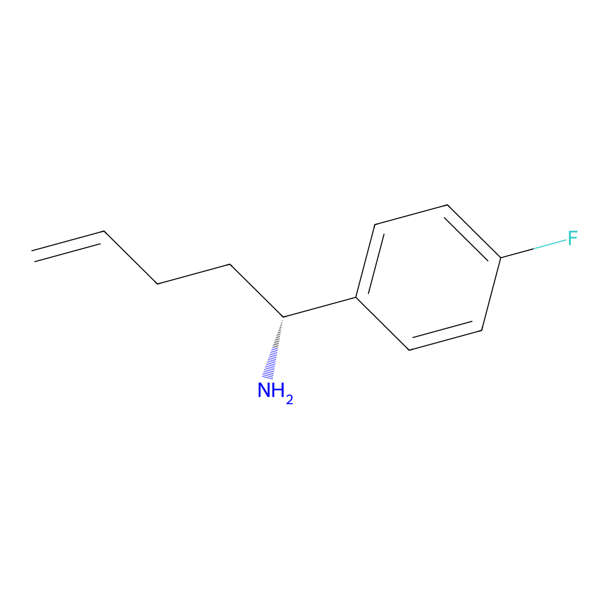 (1R)-1-(4-fluorophenyl)pent-4-en-1-amine molecular structure, CAS 2165515-04-6