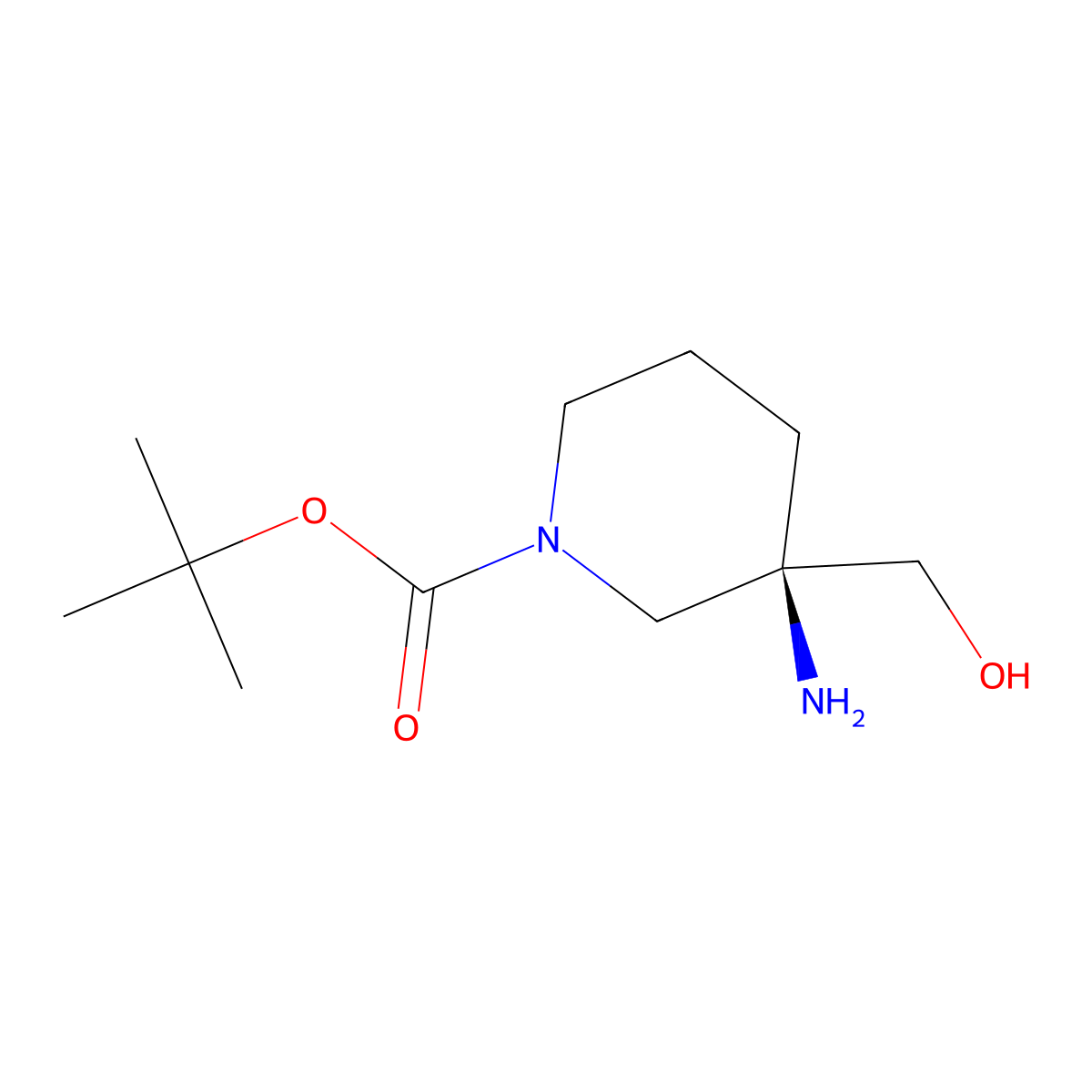 tert-Butyl (3R)-3-amino-3-(hydroxymethyl)piperidine-1-carboxylate molecular structure, CAS 2165517-36-0