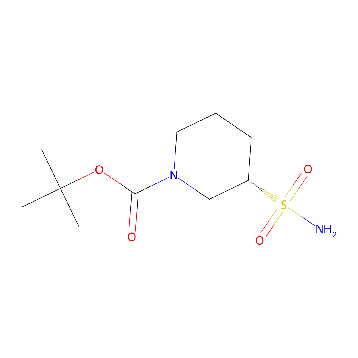Tert-butyl (3S)-3-sulfamoylpiperidine-1-carboxylate molecular structure, CAS 2165518-75-0