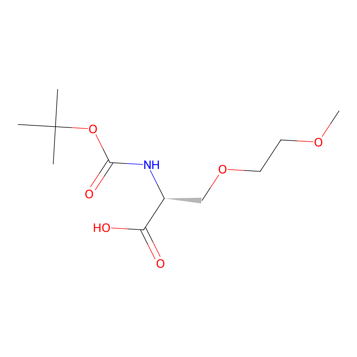 (2R)-2-{[(tert-butoxy)carbonyl]amino}-3-(2-methoxyethoxy)propanoic acid molecular structure, CAS 2165522-35-8