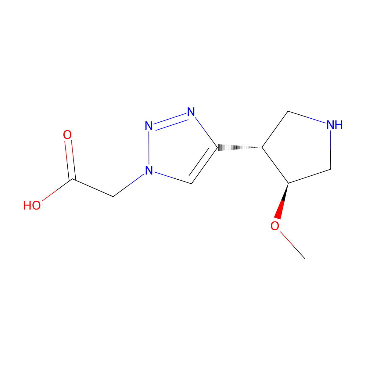 rac-2-{4-[(3R,4R)-4-methoxypyrrolidin-3-yl]-1H-1,2,3-triazol-1-yl}acetic acid molecular structure, CAS 2165523-09-9