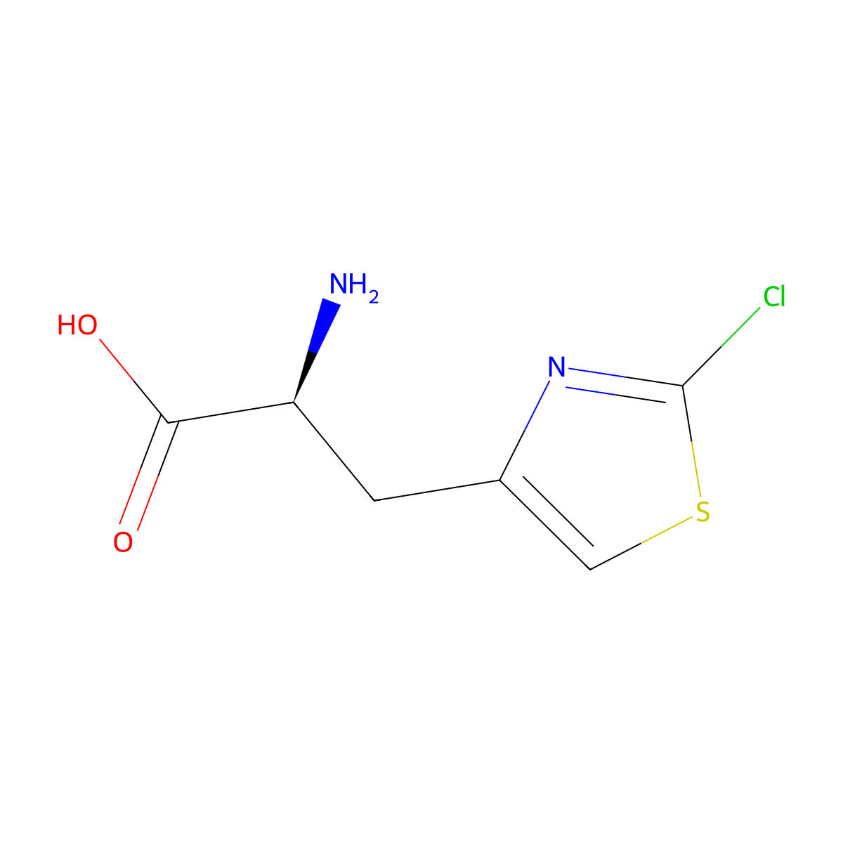 (2S)-2-amino-3-(2-chloro-1,3-thiazol-4-yl)propanoic acid molecular structure, CAS 2165527-37-5