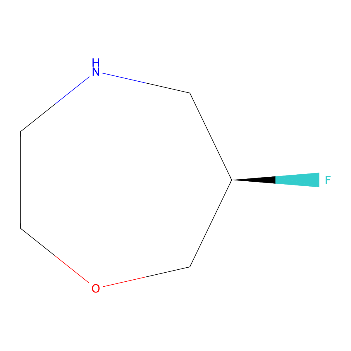 (R)-6-Fluoro-1,4-oxazepane molecular structure, CAS 2165530-07-2