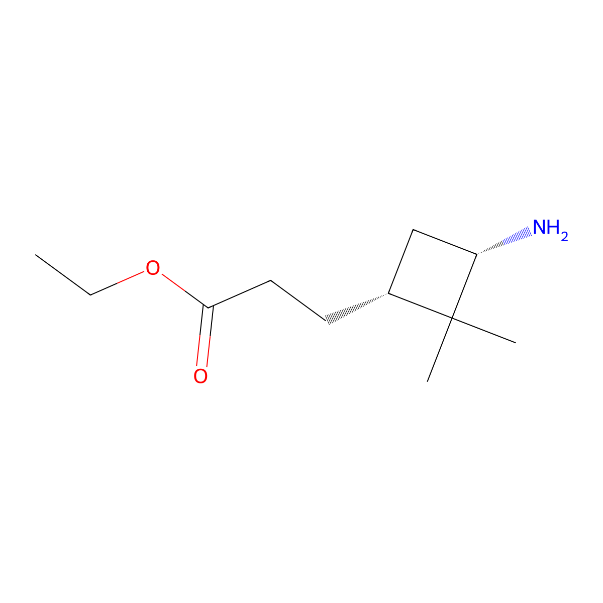 ethyl 3-[(1R,3S)-3-amino-2,2-dimethylcyclobutyl]propanoate molecular structure, CAS 2165533-78-6