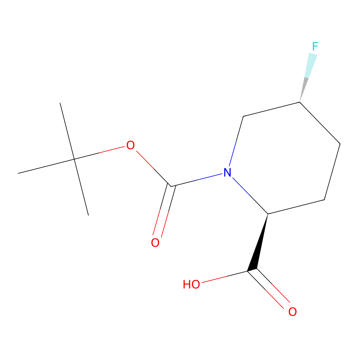 (2S,5R)-1-(tert-Butoxycarbonyl)-5-fluoropiperidine-2-carboxylic acid molecular structure, CAS 2165534-63-2