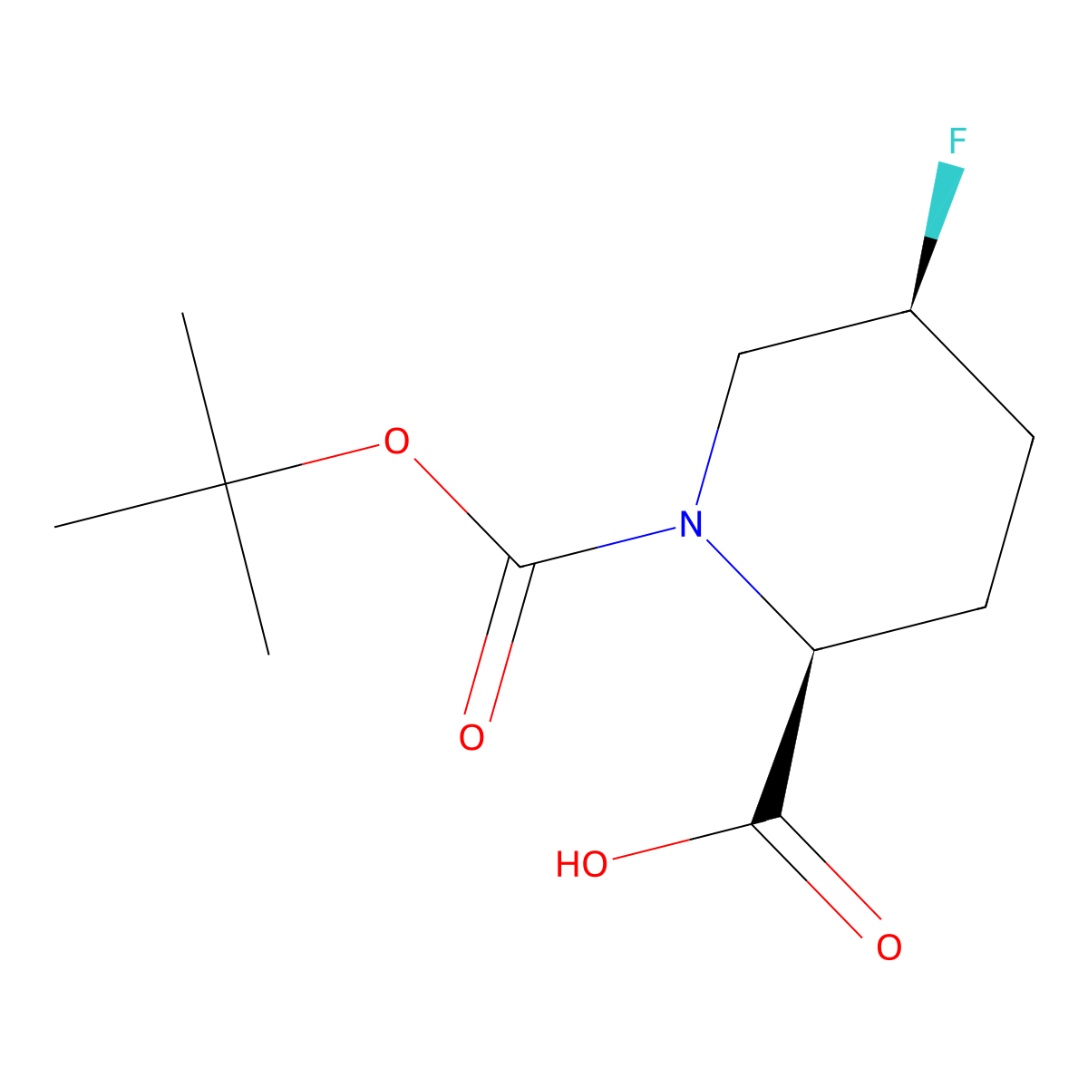 (2S,5S)-1-[(tert-butoxy)carbonyl]-5-fluoropiperidine-2-carboxylic acid molecular structure, CAS 2165538-57-6