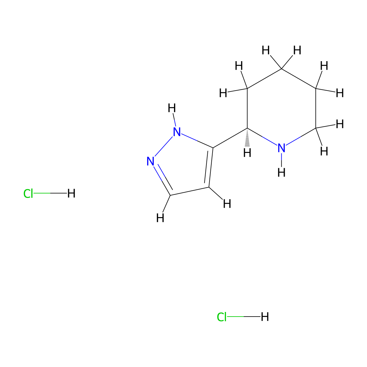 (R)-2-(1H-pyrazol-5-yl)piperidine dihydrochloride molecular structure, CAS 2165539-29-5