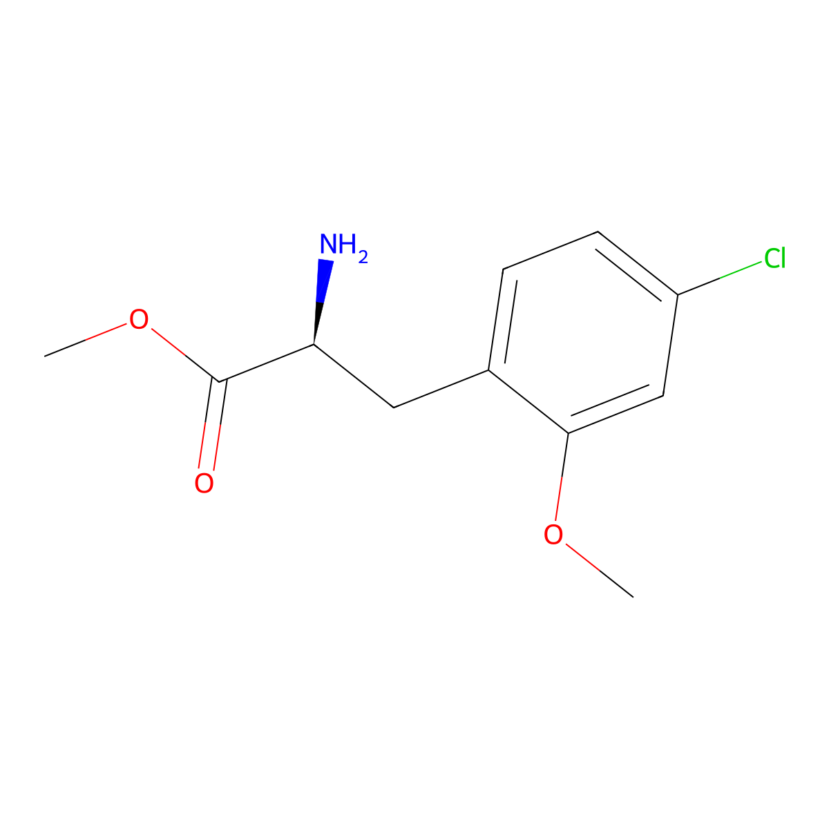 Methyl (S)-2-amino-3-(4-chloro-2-methoxyphenyl)propanoate molecular structure, CAS 2165544-33-0