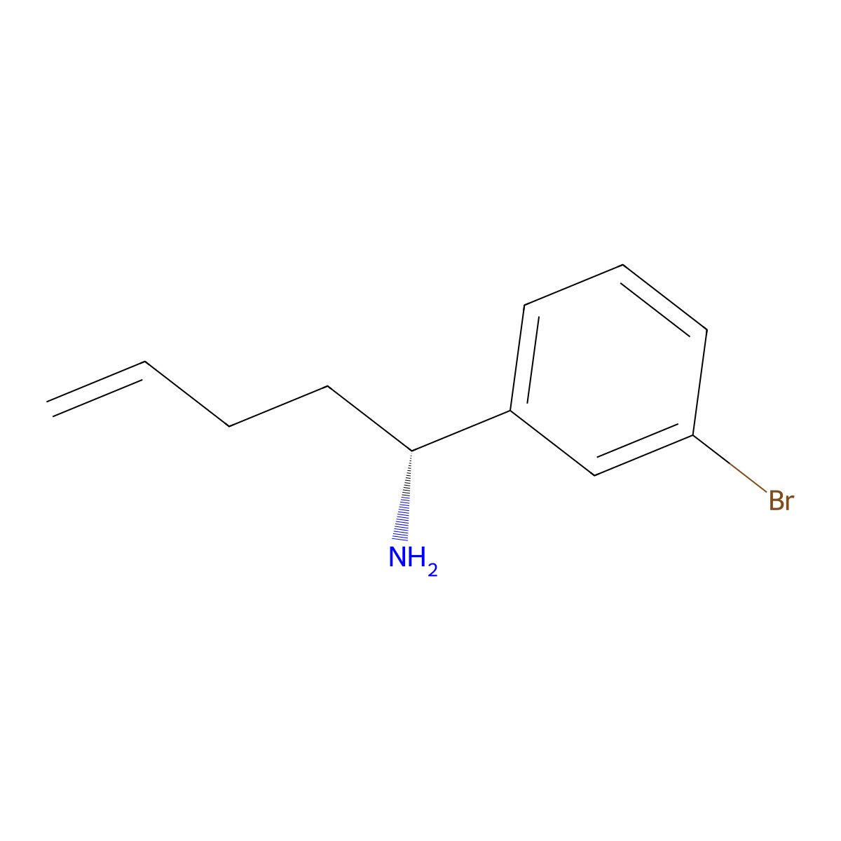 (1R)-1-(3-bromophenyl)pent-4-en-1-amine molecular structure, CAS 2165551-31-3
