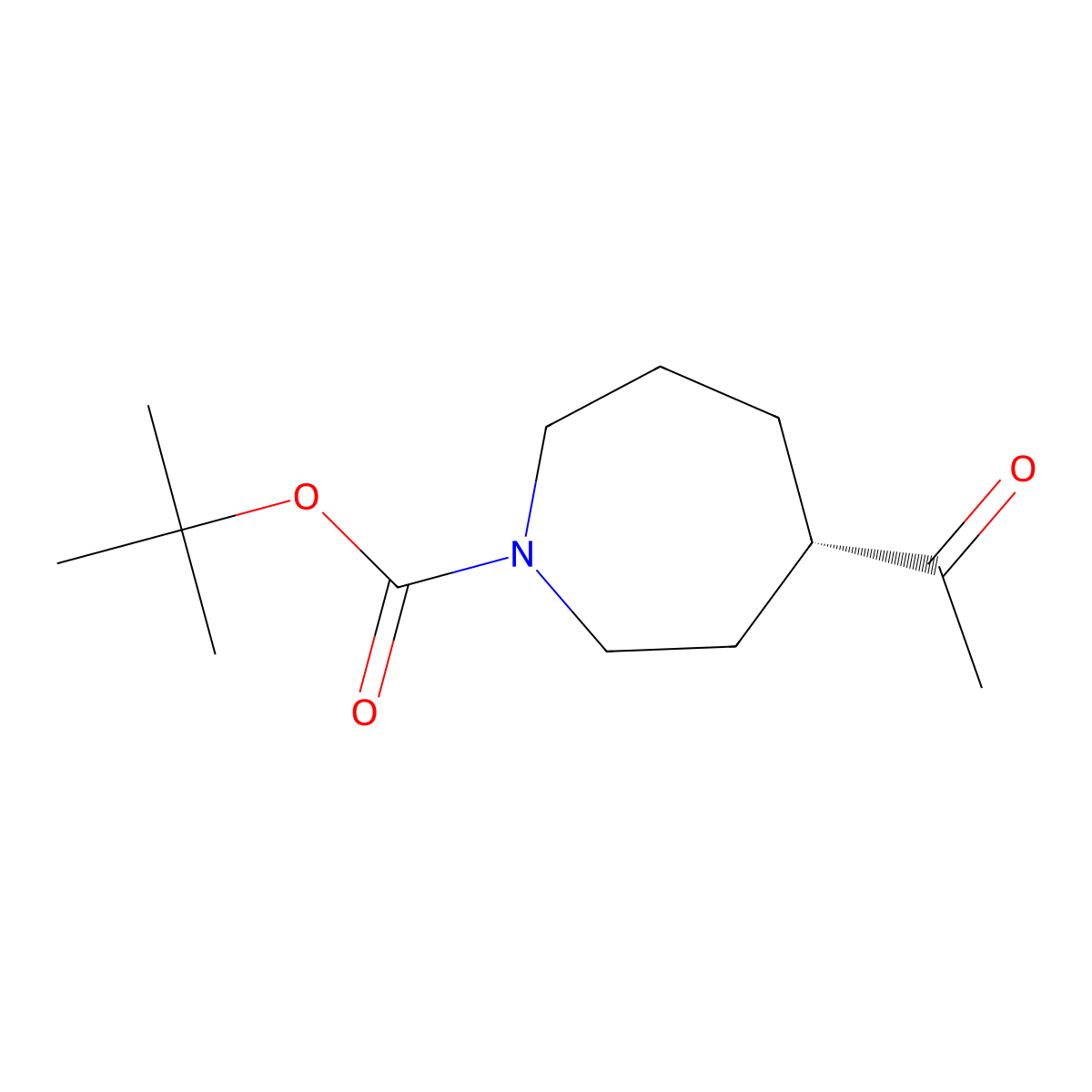 tert-butyl (4S)-4-acetylazepane-1-carboxylate molecular structure, CAS 2165553-85-3