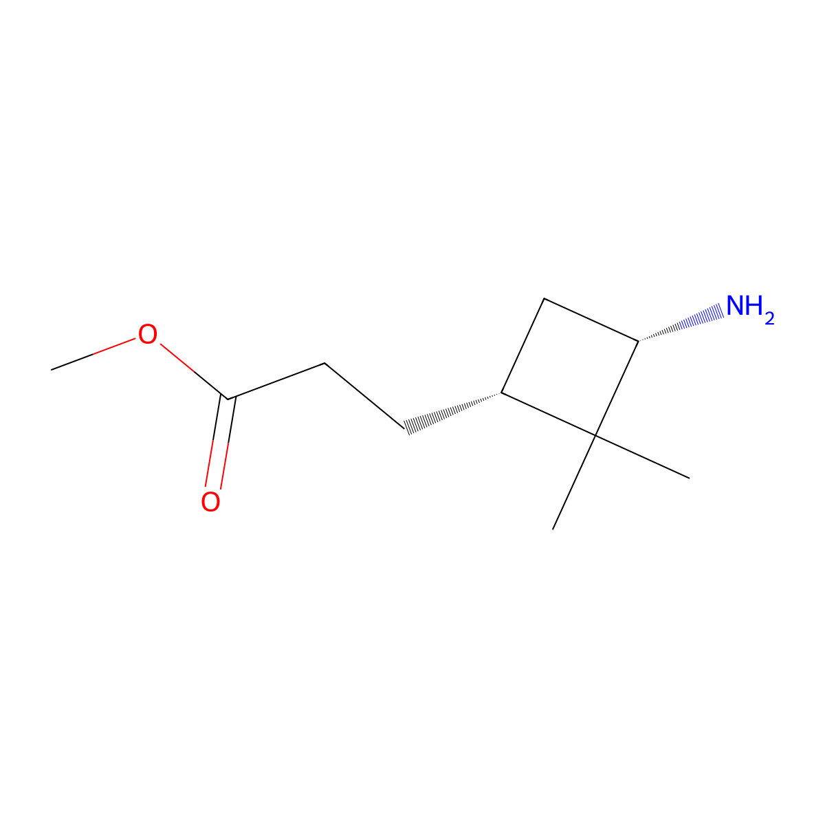 methyl 3-[(1R,3S)-3-amino-2,2-dimethylcyclobutyl]propanoate molecular structure, CAS 2165554-41-4