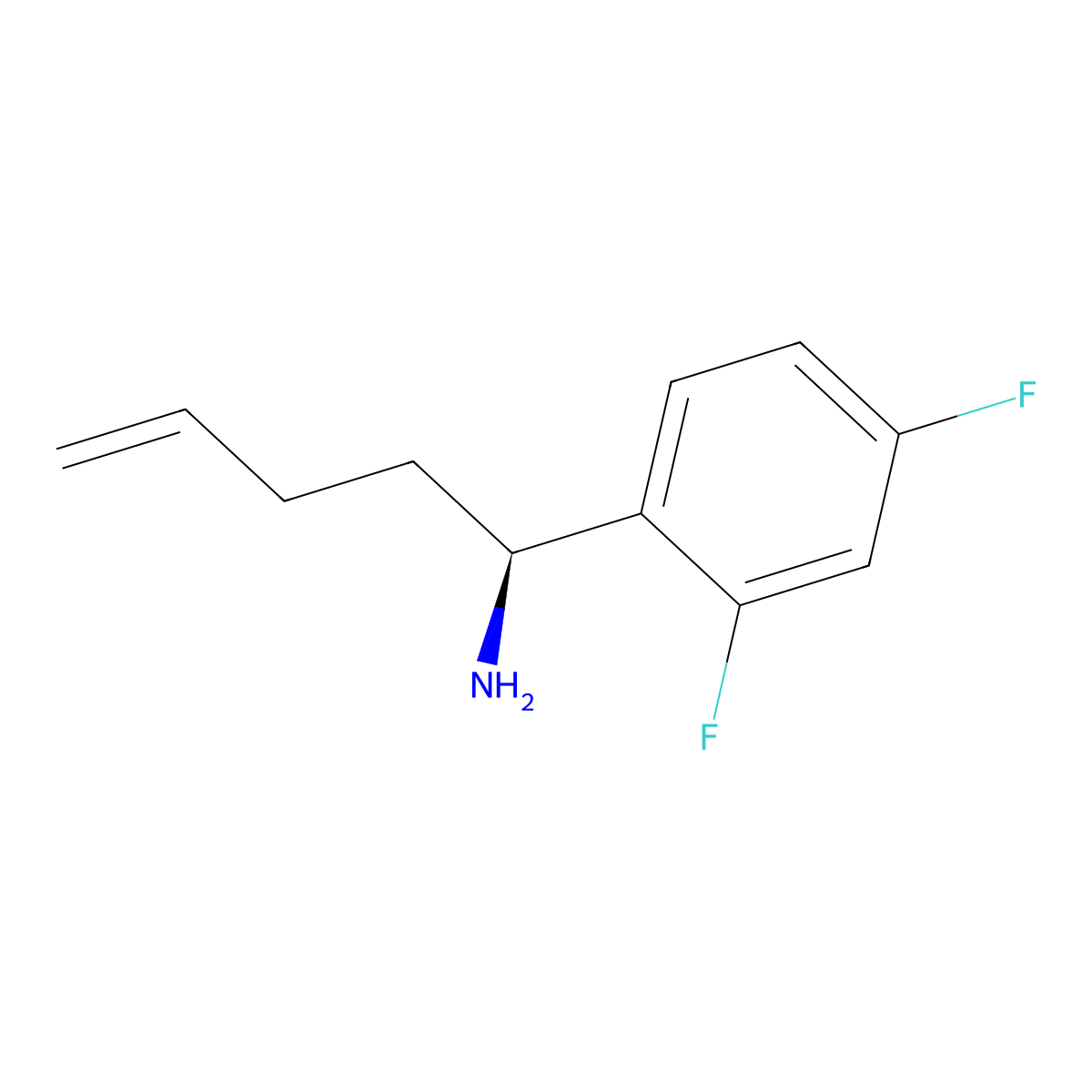 (1S)-1-(2,4-difluorophenyl)pent-4-en-1-amine molecular structure, CAS 2165558-30-3