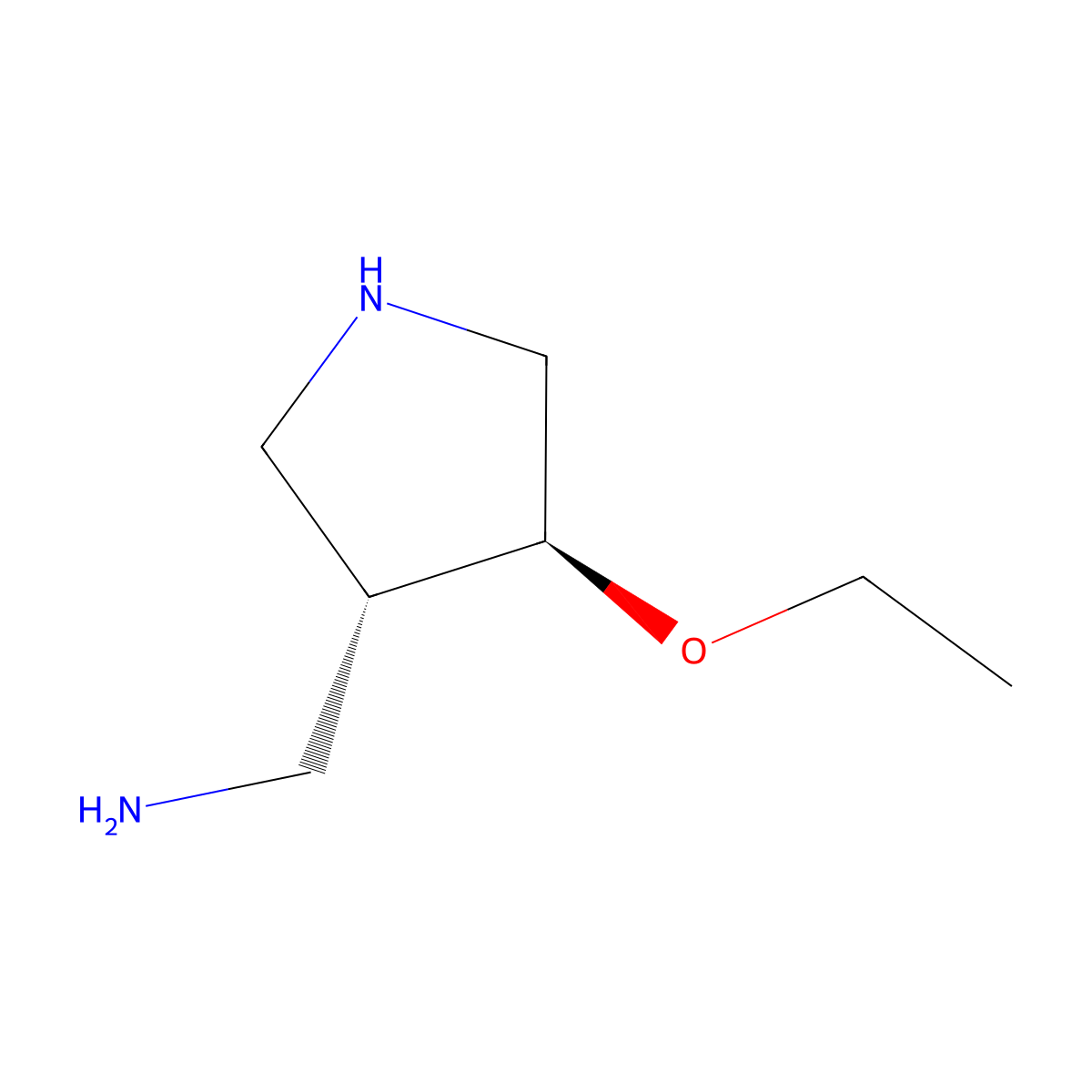 rac-[(3R,4S)-4-ethoxypyrrolidin-3-yl]methanamine molecular structure, CAS 2165570-36-3