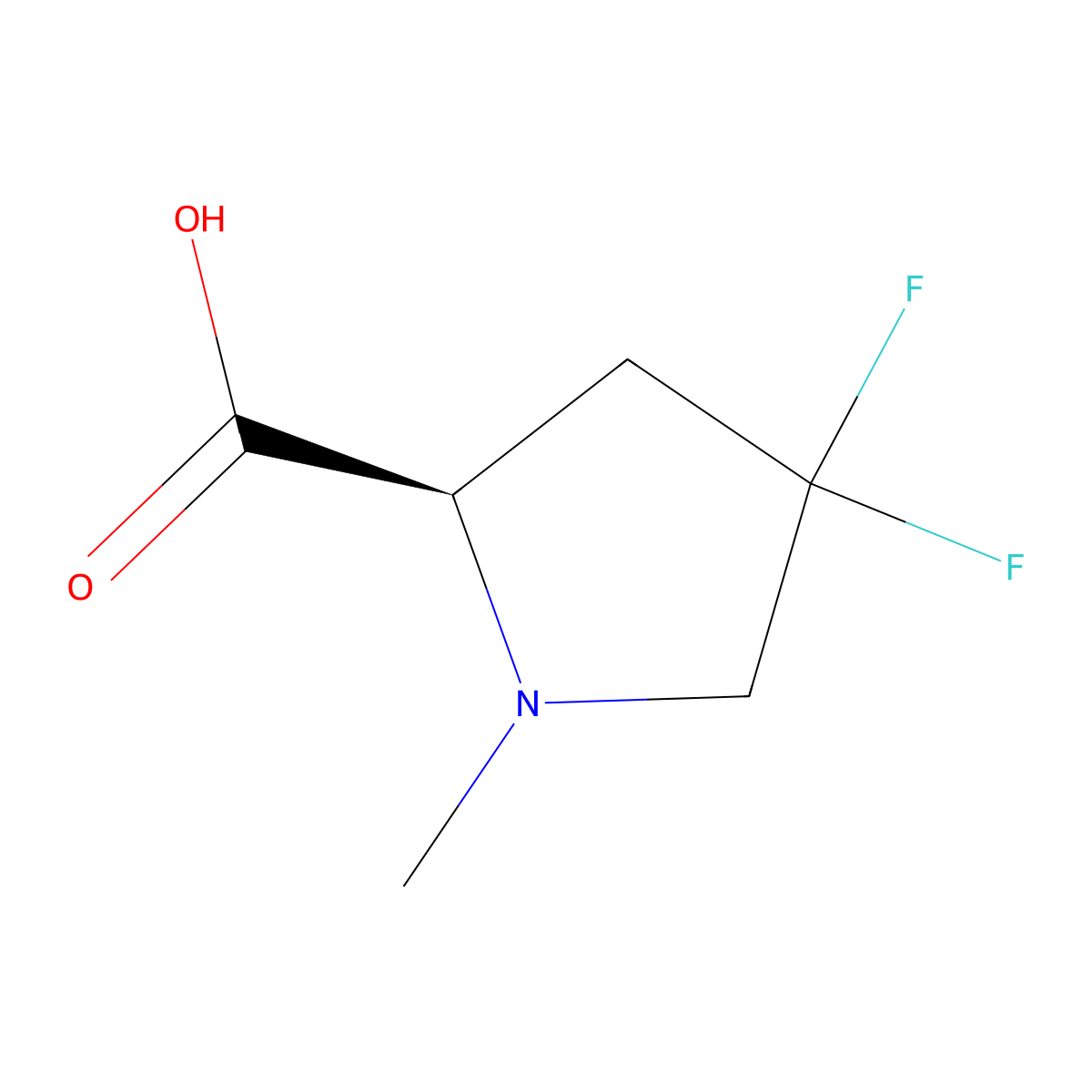 (2R)-4,4-Difluoro-1-methylpyrrolidine-2-carboxylic acid molecular structure, CAS 2165571-42-4
