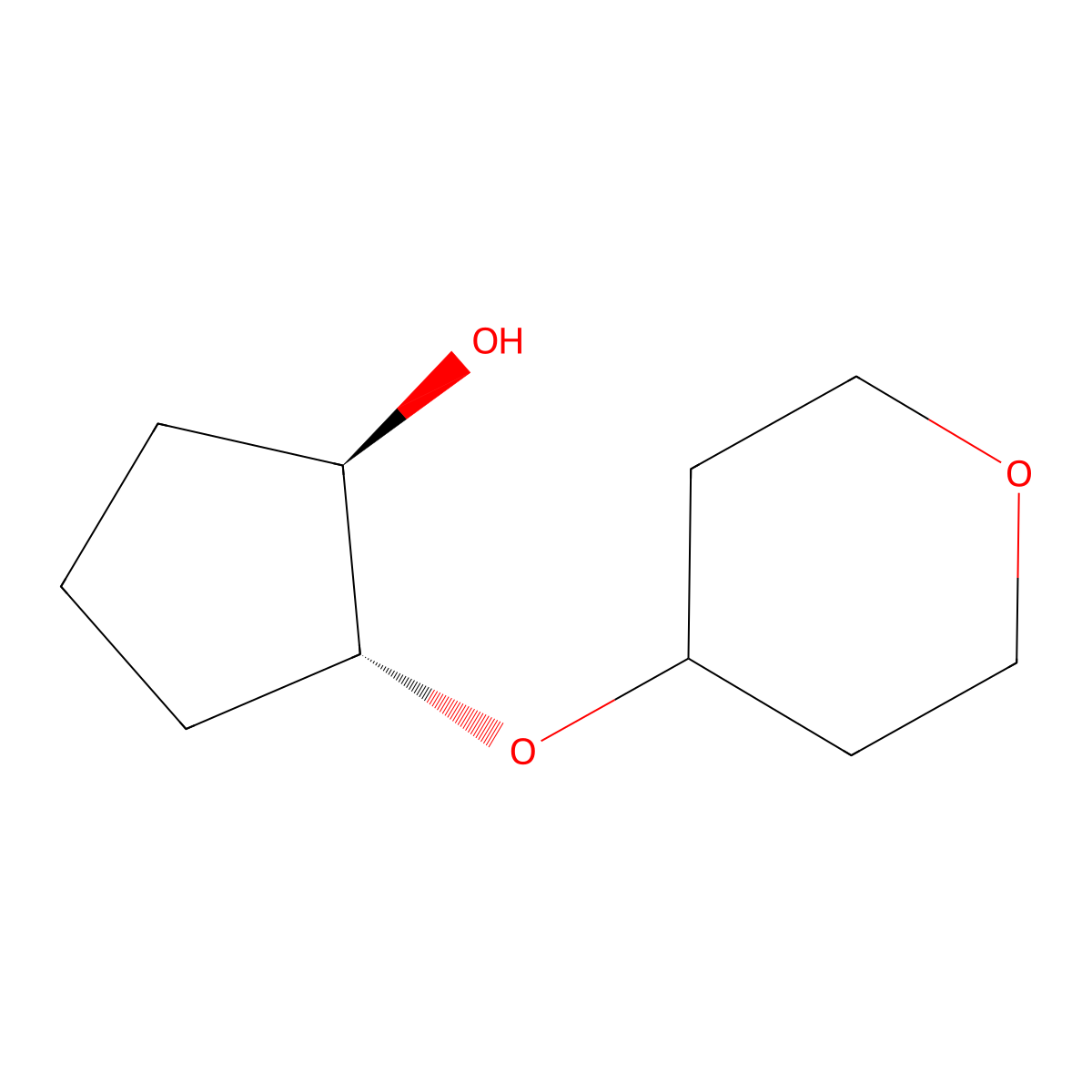(1R,2R)-2-(oxan-4-yloxy)cyclopentan-1-ol molecular structure, CAS 2165576-90-7