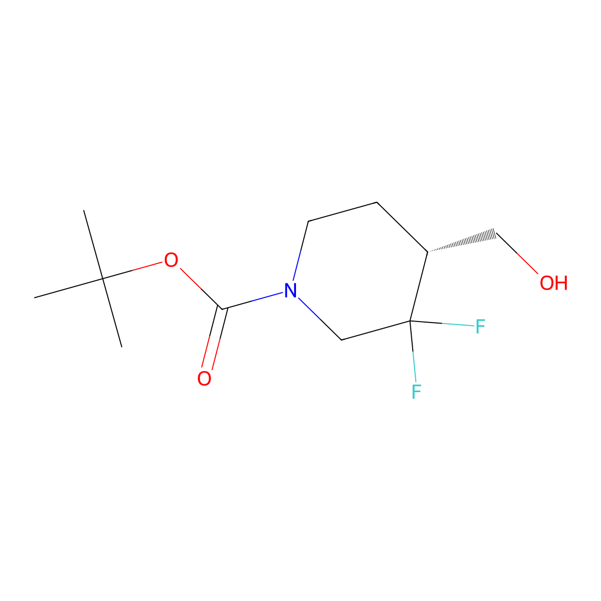 tert-Butyl (4R)-3,3-difluoro-4-(hydroxymethyl)piperidine-1-carboxylate molecular structure, CAS 2165577-90-0