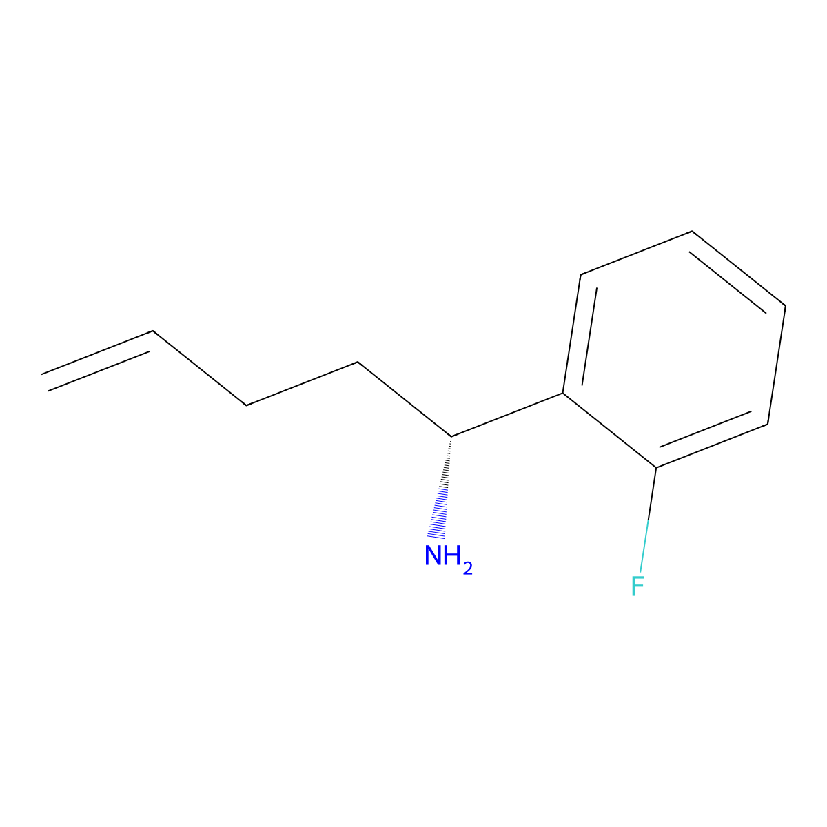 (1R)-1-(2-fluorophenyl)pent-4-en-1-amine molecular structure, CAS 2165582-97-6