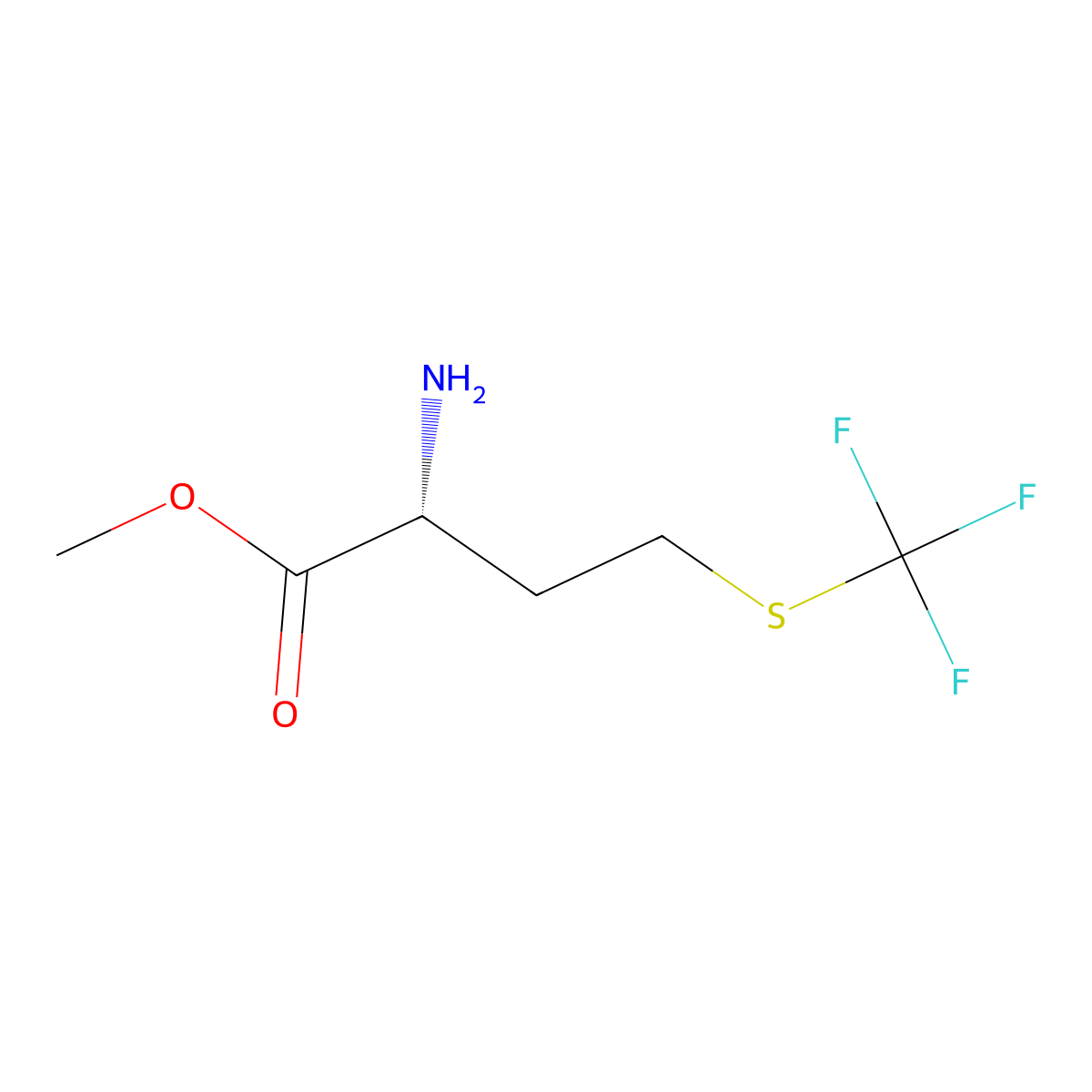 methyl (2R)-2-amino-4-[(trifluoromethyl)sulfanyl]butanoate molecular structure, CAS 2165592-27-6