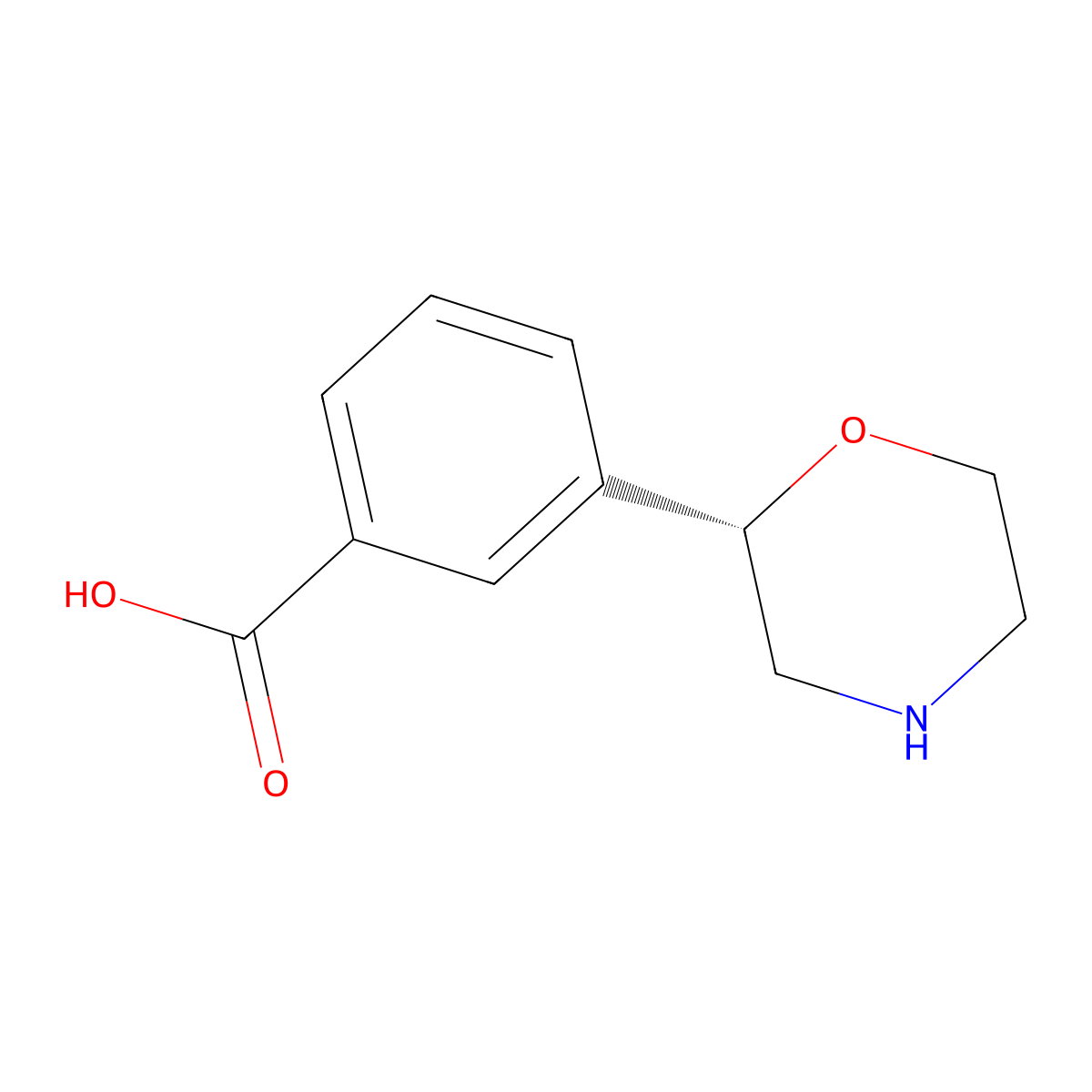 (S)-3-(Morpholin-2-yl)benzoic acid molecular structure, CAS 2165594-14-7