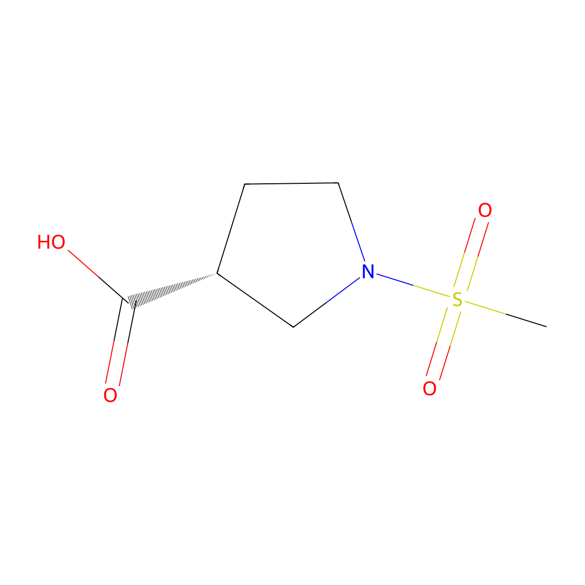 (3R)-1-Methanesulfonylpyrrolidine-3-carboxylic acid molecular structure, CAS 2165595-27-5