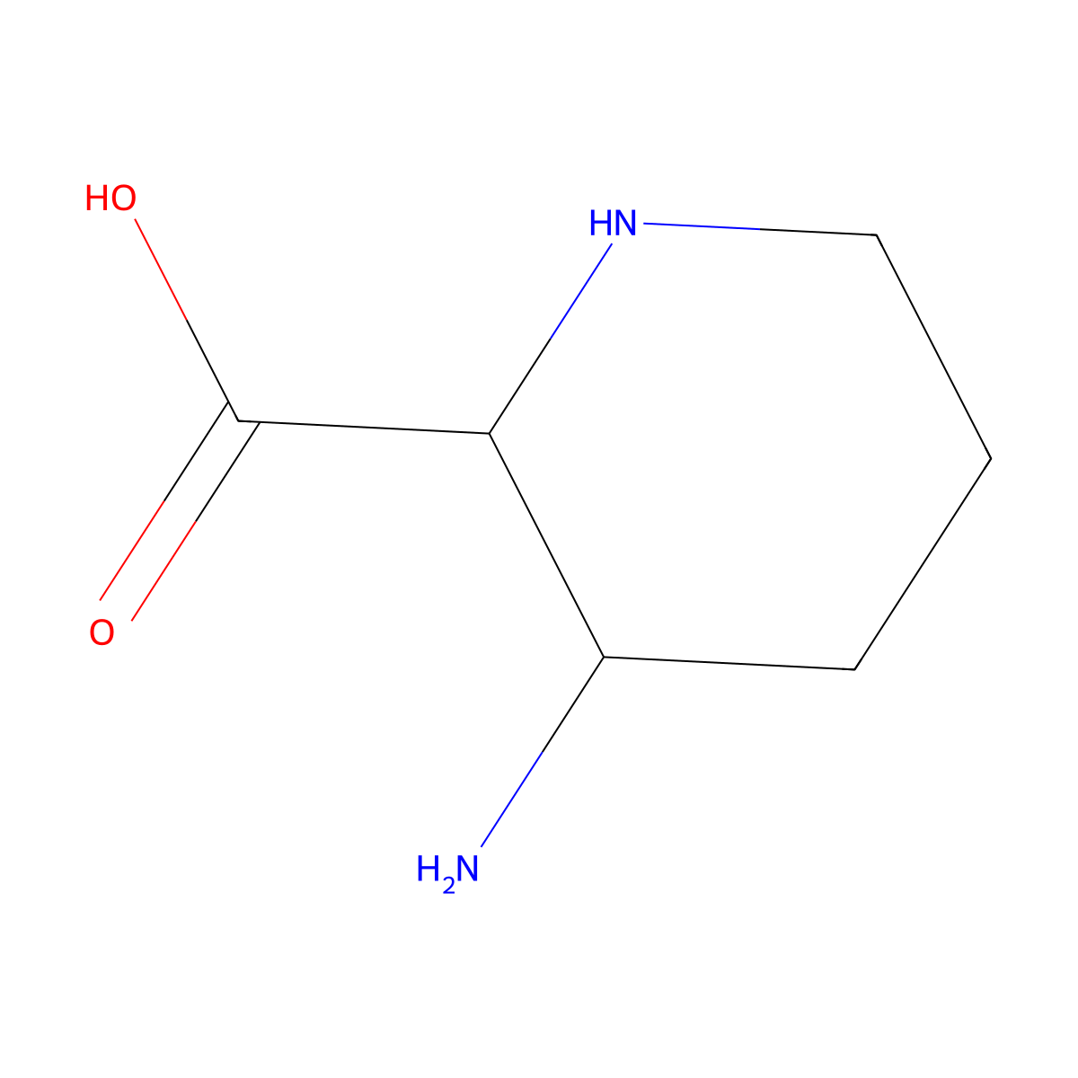 rac-(2R,3S)-3-aminopiperidine-2-carboxylic acid molecular structure, CAS 2165599-58-4