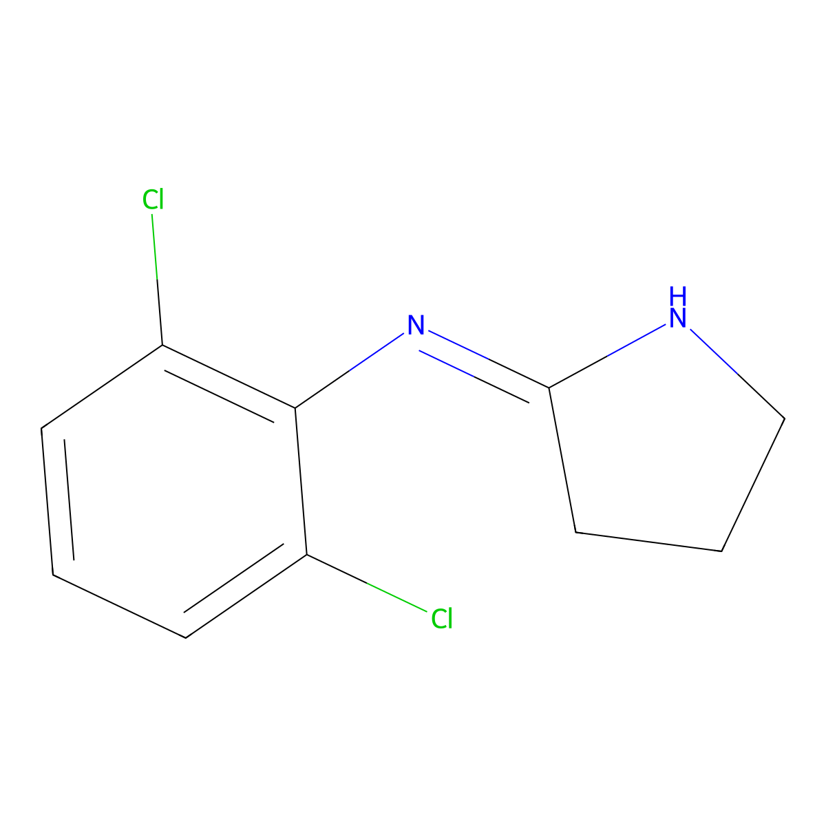 2,6-dichloro-N-[(2E)-pyrrolidin-2-ylidene]aniline molecular structure, CAS 21656-98-4