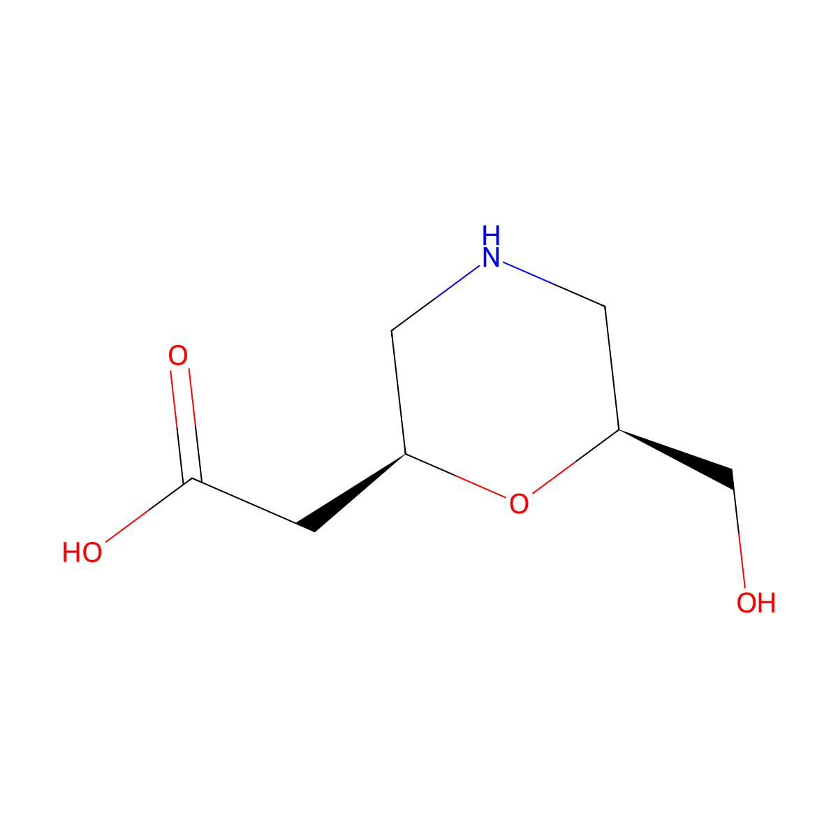 rac-2-[(2R,6R)-6-(hydroxymethyl)morpholin-2-yl]acetic acid molecular structure, CAS 2165603-25-6