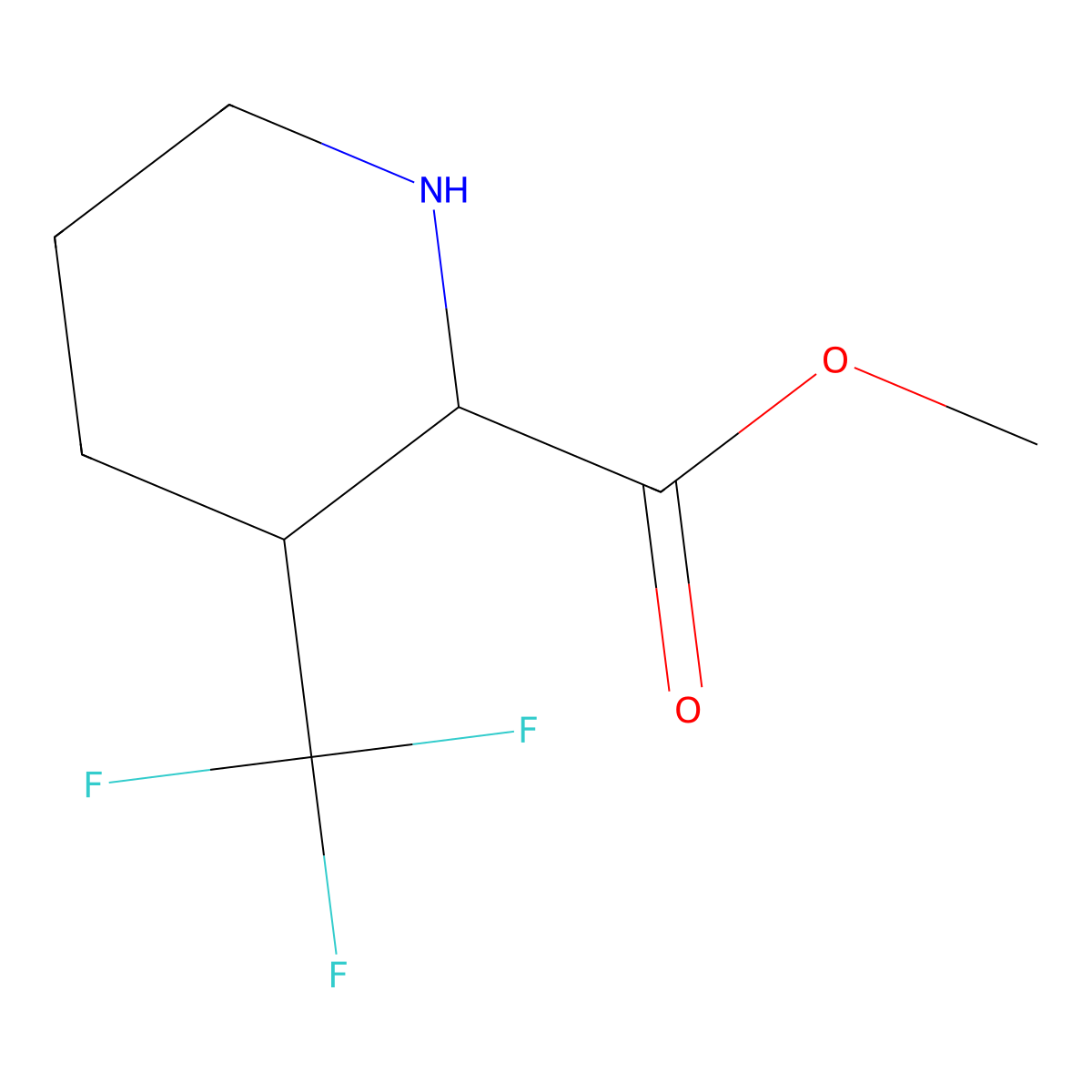 rac-methyl(2R,3S)-3-(trifluoromethyl)piperidine-2-carboxylate,cis molecular structure, CAS 2165604-84-0