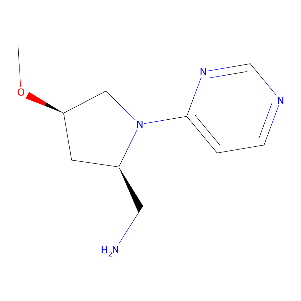 1-[(2R,4R)-4-methoxy-1-(pyrimidin-4-yl)pyrrolidin-2-yl]methanamine molecular structure, CAS 2165605-66-1