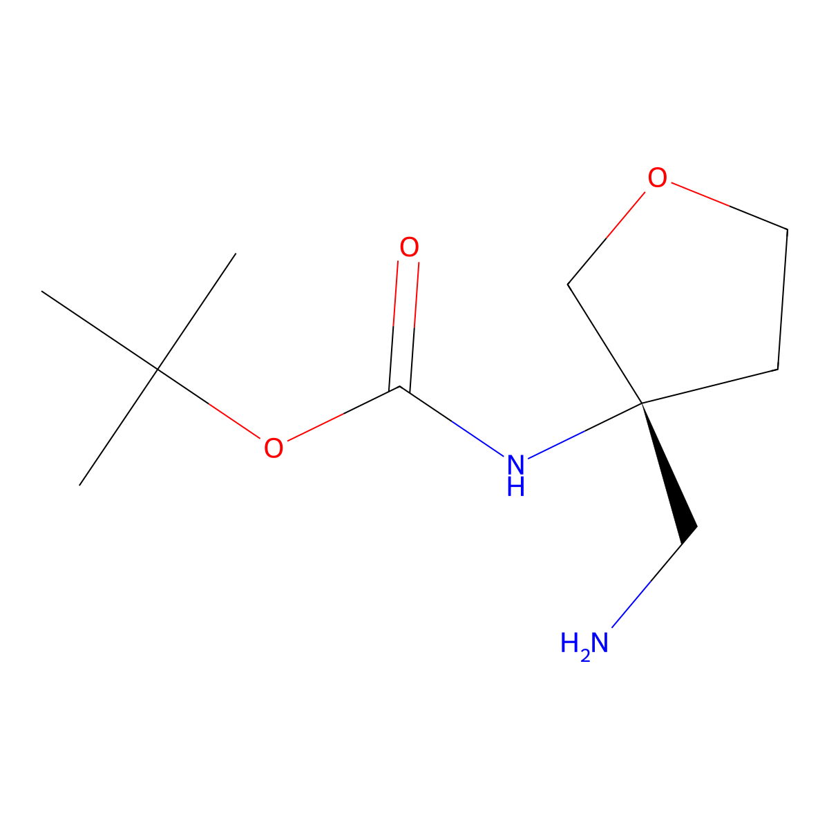tert-Butyl N-[(3R)-3-(aminomethyl)oxolan-3-yl]carbamate molecular structure, CAS 2165614-26-4