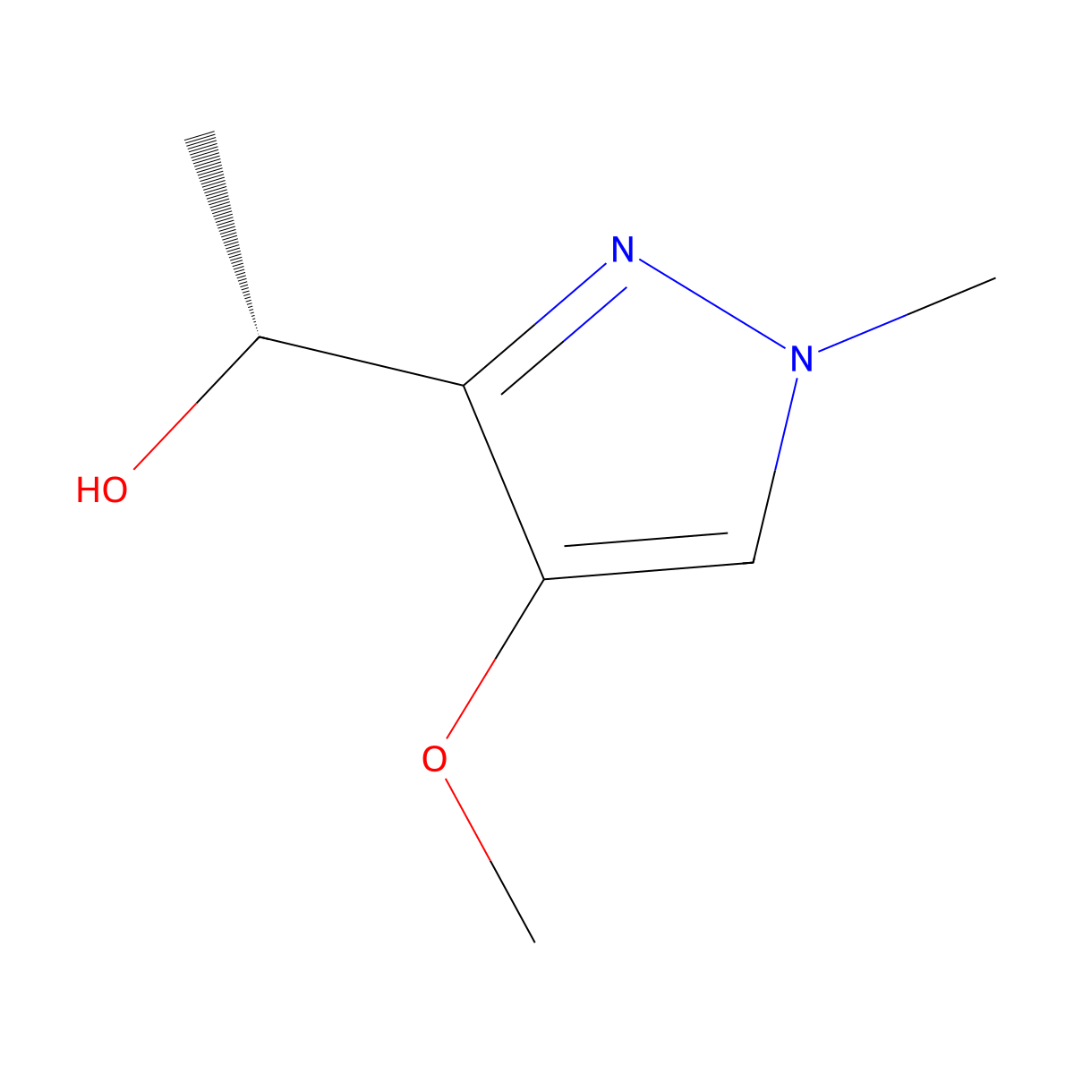 (1R)-1-(4-methoxy-1-methyl-1H-pyrazol-3-yl)ethan-1-ol molecular structure, CAS 2165615-32-5