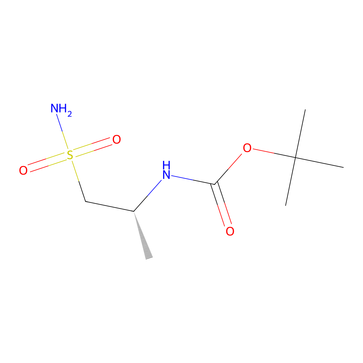 tert-butyl N-[(2R)-1-sulfamoylpropan-2-yl]carbamate molecular structure, CAS 2165620-43-7