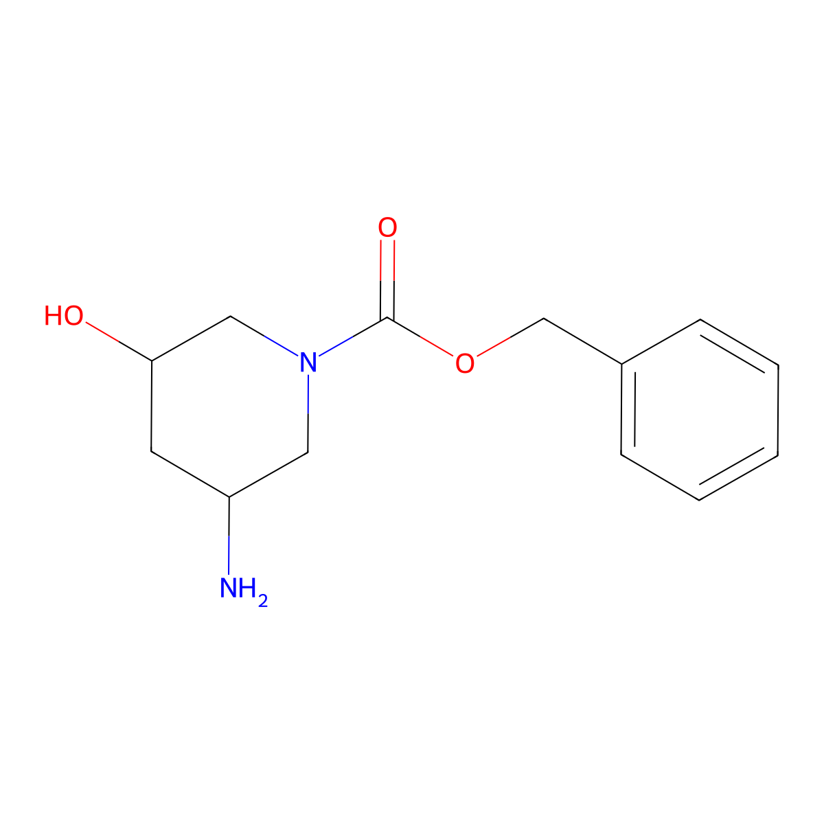 (3S,5S)-3-Amino-5-hydroxy-piperidine-1-carboxylic acid benzyl ester molecular structure, CAS 2165622-15-9