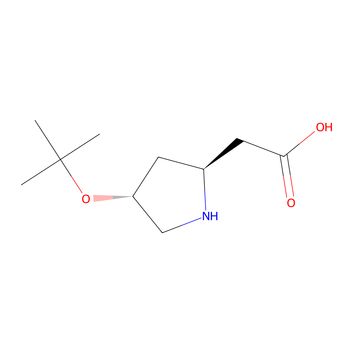 2-[(2S,4R)-4-(tert-butoxy)pyrrolidin-2-yl]acetic acid molecular structure, CAS 2165625-54-5