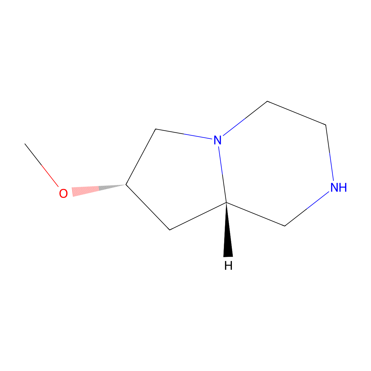 (7S,8aS)-7-methoxy-octahydropyrrolo(1,2-a)piperazine molecular structure, CAS 2165626-54-8