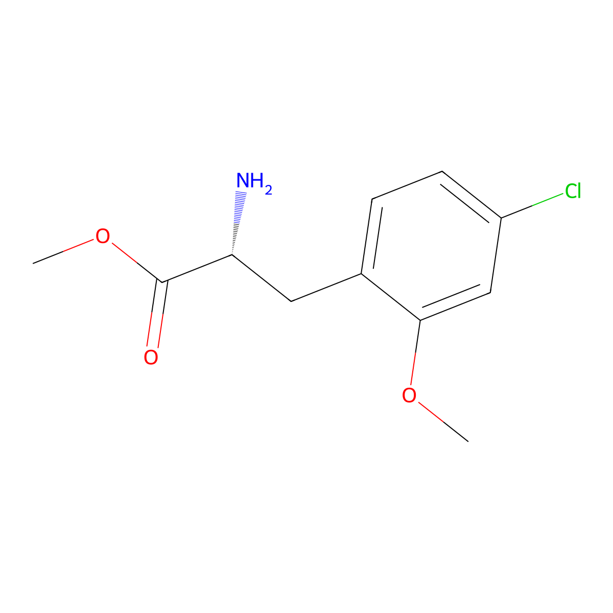 Methyl (R)-2-amino-3-(4-chloro-2-methoxyphenyl)propanoate molecular structure, CAS 2165627-58-5