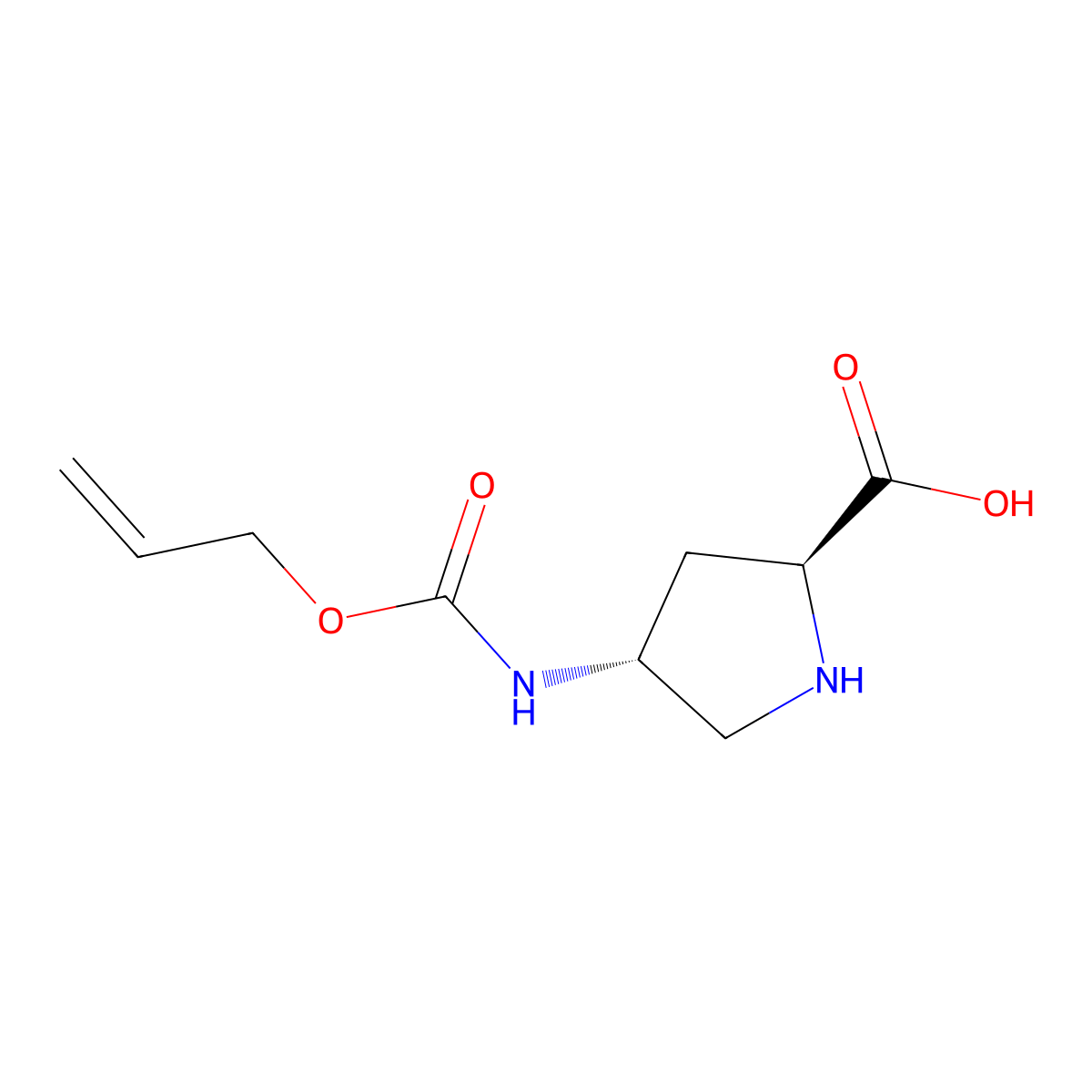 (2S,4R)-4-{[(prop-2-en-1-yloxy)carbonyl]amino}pyrrolidine-2-carboxylic acid molecular structure, CAS 2165636-72-4