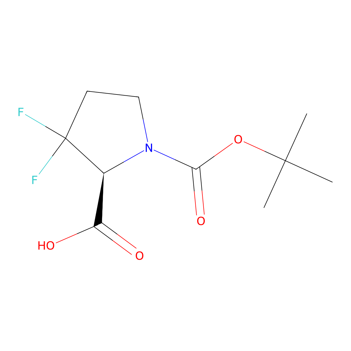 (2S)-1-[(tert-Butoxy)carbonyl]-3,3-difluoropyrrolidine-2-carboxylic acid molecular structure, CAS 2165637-44-3