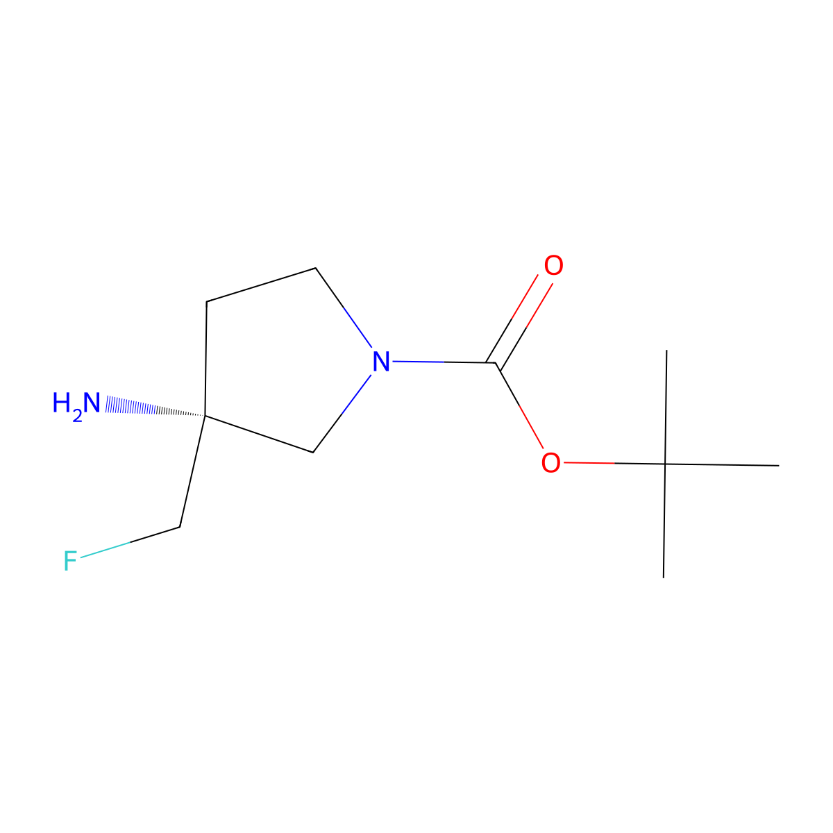 tert-Butyl (3R)-3-amino-3-(fluoromethyl)pyrrolidine-1-carboxylate molecular structure, CAS 2165642-76-0