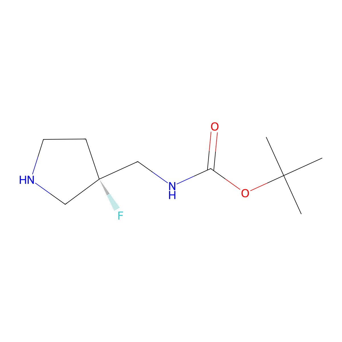 tert-Butyl N-{[(3S)-3-fluoropyrrolidin-3-yl]methyl}carbamate molecular structure, CAS 2165650-75-7